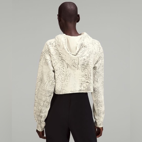 Lululemon All  Yours Cropped Hoodie in Thread Dye White Black - Picture 3 of 11